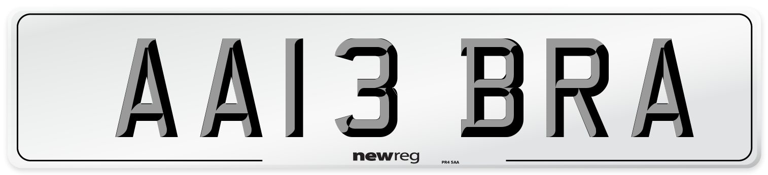AA13 BRA Number Plate from New Reg